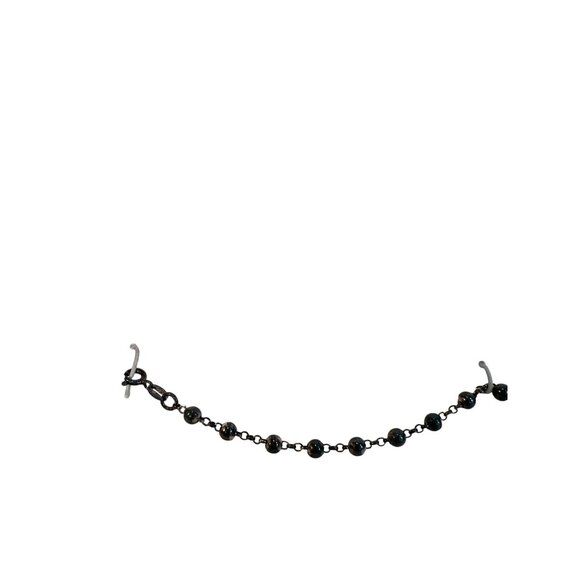 Sterling Silver 7.25" Oxidized Beaded Chain Satellite Style Bracelet Minimalist - Picture 4 of 7